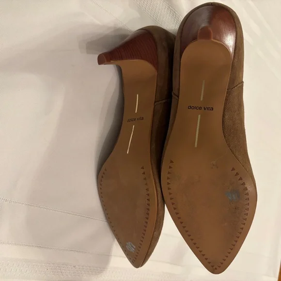 Dolce Vita Tan Suede Heeled Ankle Boots 7.5 - Picture 3 of 7